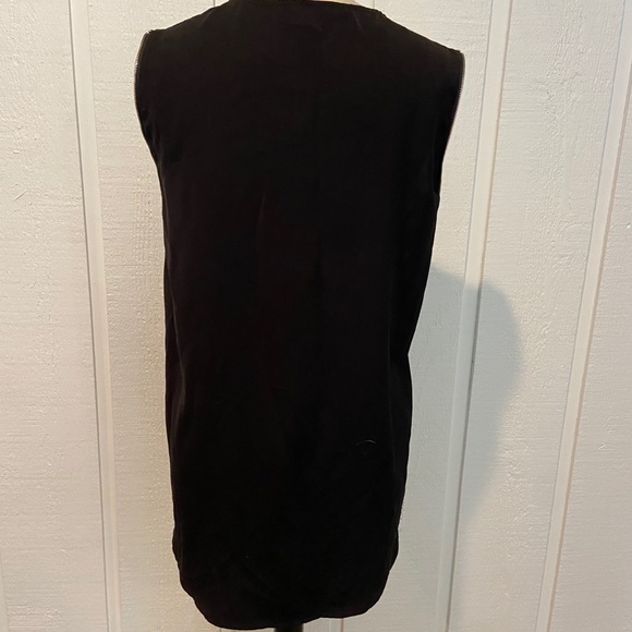 AllSaints Silk Zipper Arm Lace Black Tank Top - Picture 4 of 5